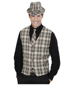 Beige skotsternet vest