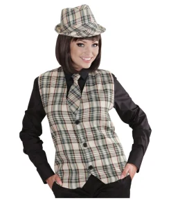 Beige skotsternet vest