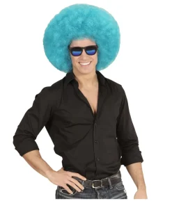Blå afroparyk, stor