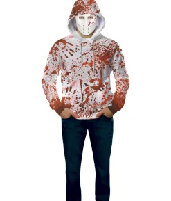 Blodig hættetrøje med maske