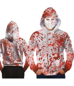 Blodig hættetrøje med maske
