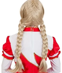 Blond paryk med fletninger