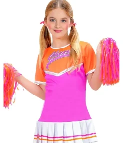 Cheerleader kostume, pink og orange