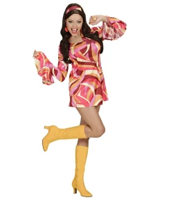 70' chick kostume, orange og pink