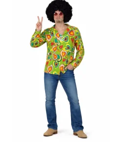 Grøn hippieskjorte med hjerter