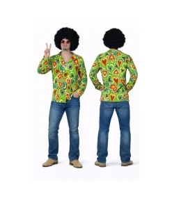 Grøn hippieskjorte med hjerter