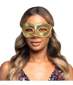Guld paillet halvmaske