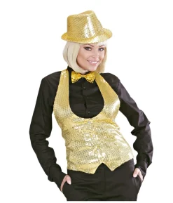Guld pailletvest dame