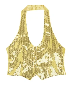 Guld pailletvest dame