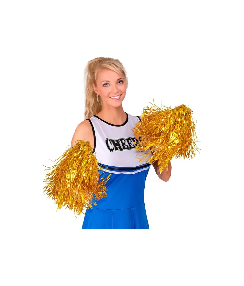 Guld pom poms, 2 stk