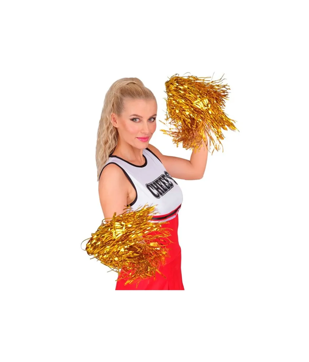 Guld pom poms, 2 stk