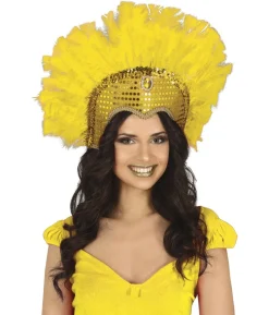 Gul samba fjerhovedpynt