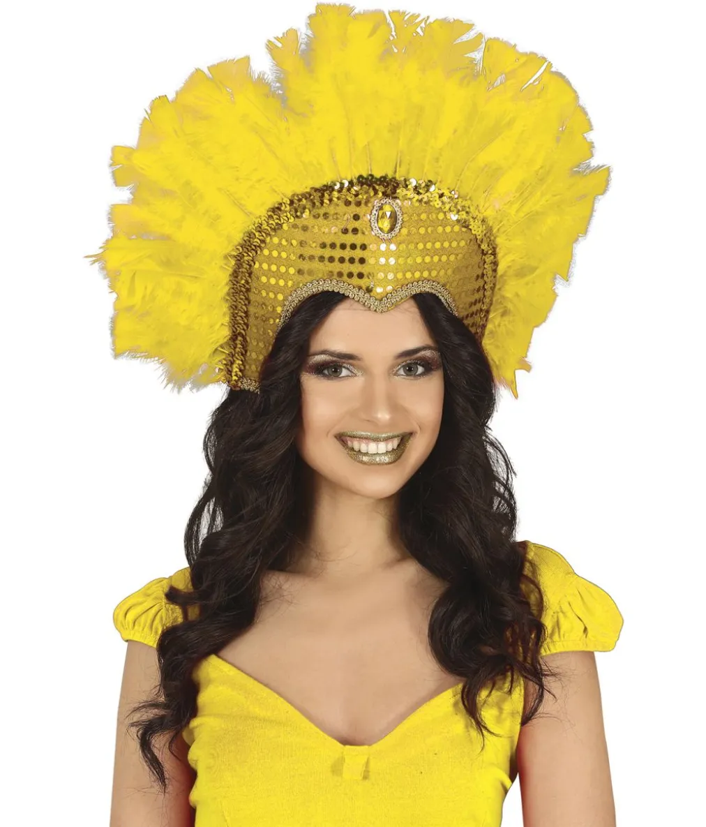 Gul samba fjerhovedpynt