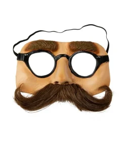 Halvmaske med overskæg og brille