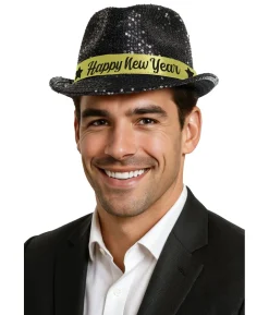 Happy New Year hat, sorte pailletter