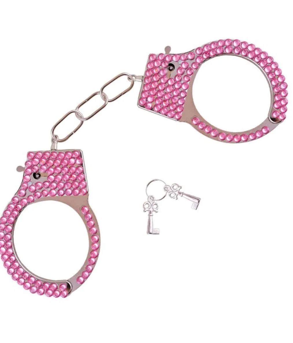Håndjern med pink sten