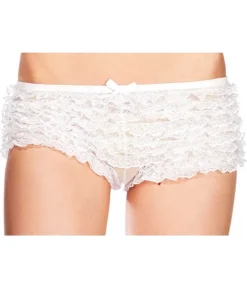 Hvide hotpants med flæser
