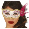Hvid maske med pink fjer