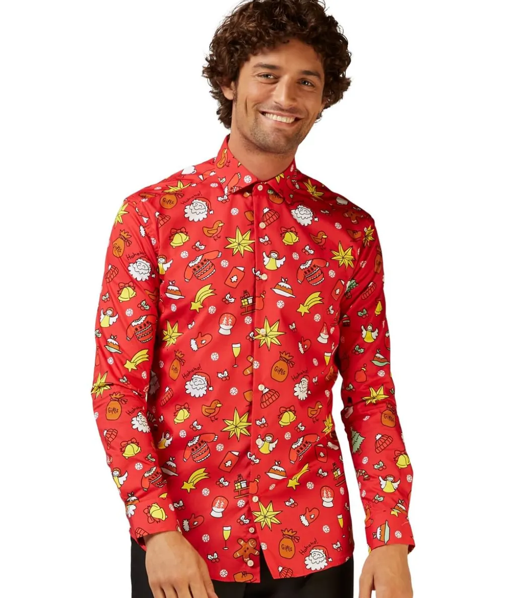 Juleskjorte Doodle Red