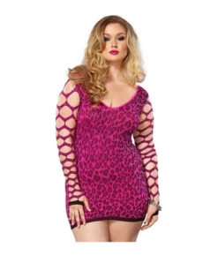 Leopard mini kjole Plus