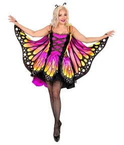 Magenta sommerfugle kjole