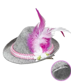 Mini tyrolerhat med pink fjer