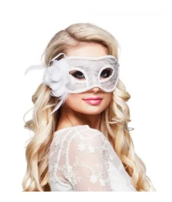 Mystique hvid halvmaske