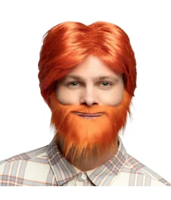 Orange paryk med skæg