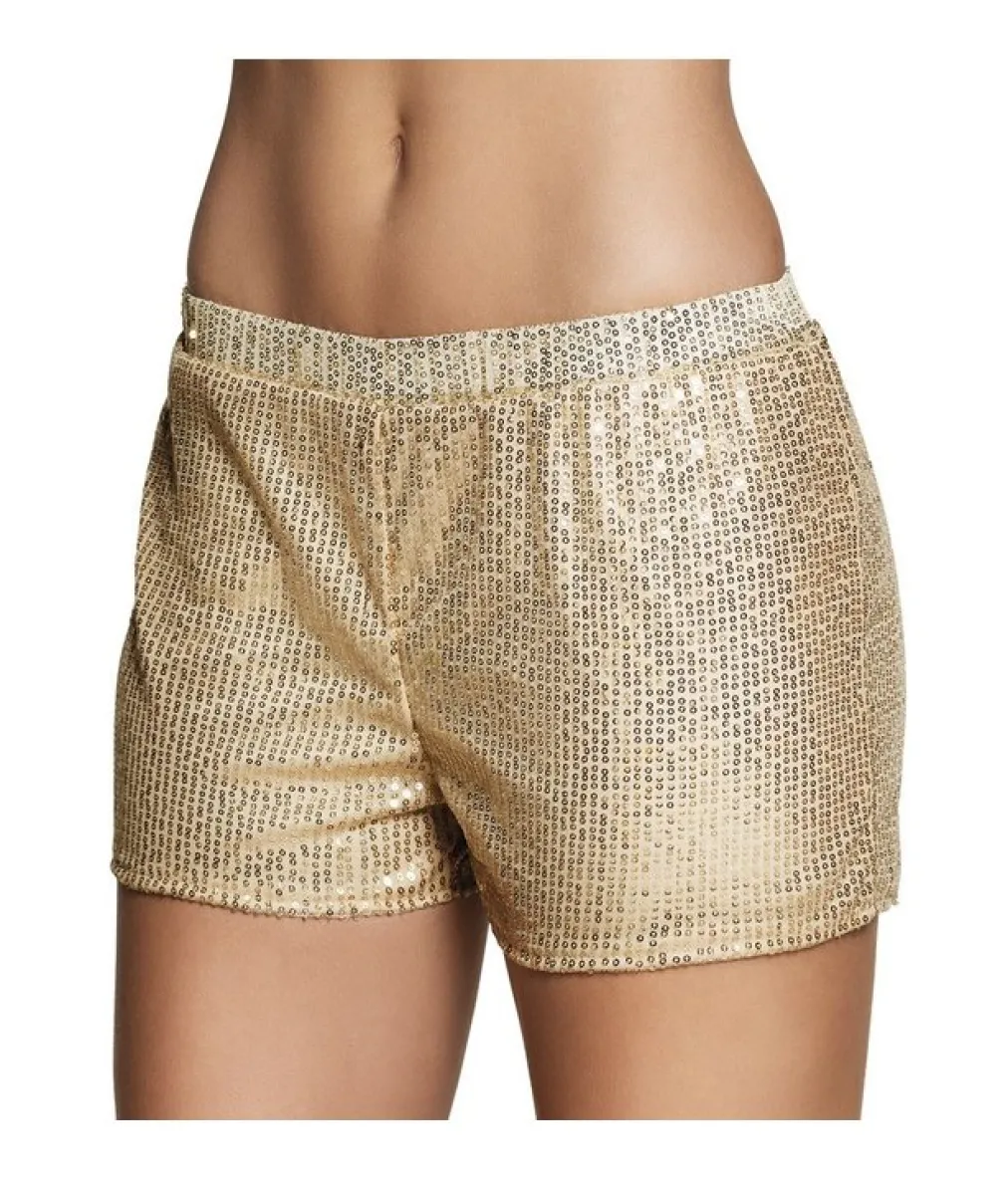 Paillet hotpants guld