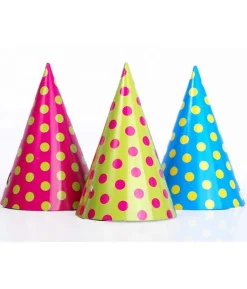Partyhatte med prikker, 6 stk