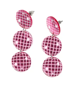 Pink diskokugle øreringe