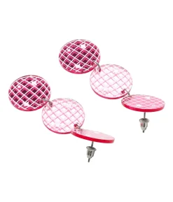 Pink diskokugle øreringe