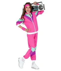 Pink 80er joggingdragt kostume