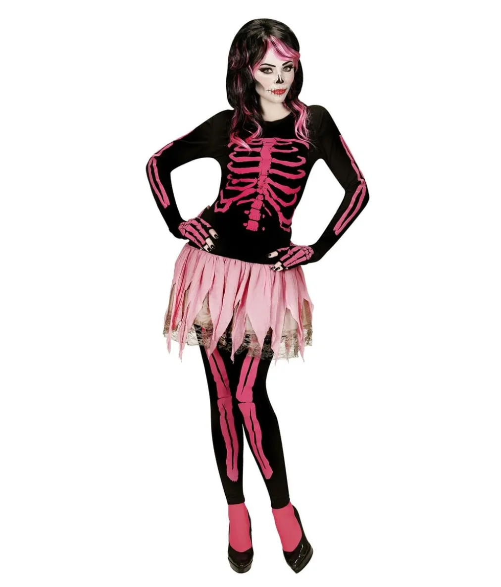 Pink skelet kostume til kvinder