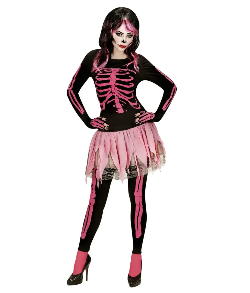 Pink skelet kostume til kvinder