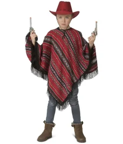 Poncho rød sort, børn