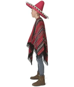 Poncho rød sort, børn