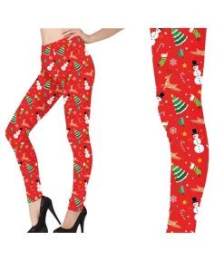 Røde leggings med julemotiv