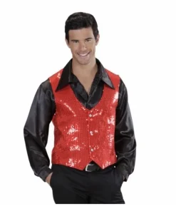 Rød pailletvest