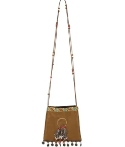 Skuldertaske i ruskind-look