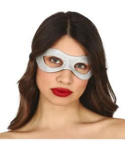 Sølv halvmaske med glimmer