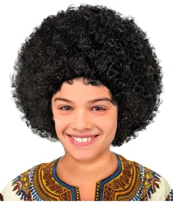 Sort afro paryk, barn