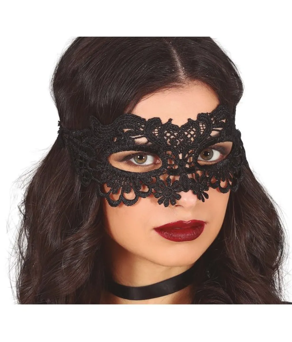 Sort blonde maske med blomster