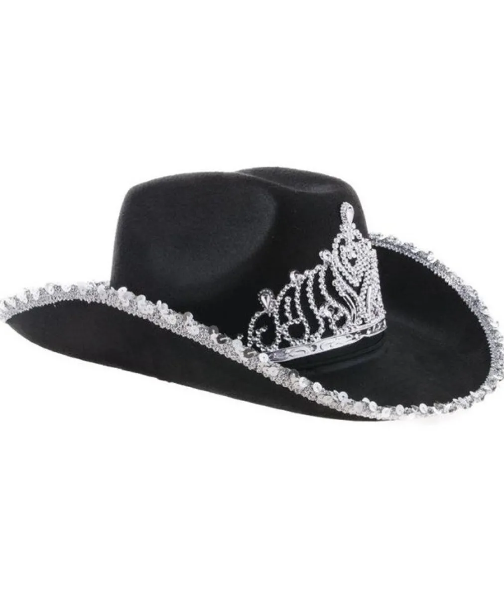 Sort cowboyhat med diadem