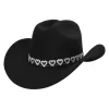 Sort cowboyhat med sølv hjerter