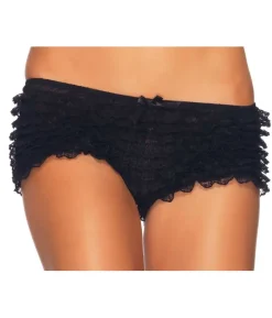 Sorte hotpants med flæser