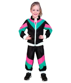 Sort 80er joggingdragt kostume