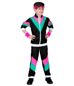 Sort 80er joggingdragt kostume