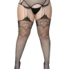 Sorte stockings med hofteholder 1X/2X