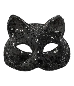 Sort kat pailletmaske